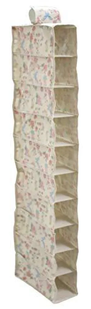 10 Slot Pocket Hanging Shoe Organizer Rack Closet Storage Anti Mold Breathable Fabric Floral Print