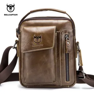 2 Color Bullcaptain Classic Brand Genuine Leather Business Messenger Bag Vintage Crossbody Bag For Men Casual Shoulder Bag