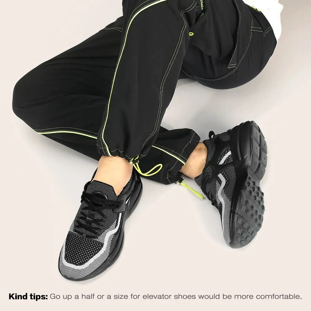 7CM / 2.76 Inches CMR CHAMARIPA Step Up Your Height & Style with Black Lace-Up Knit Sneakers