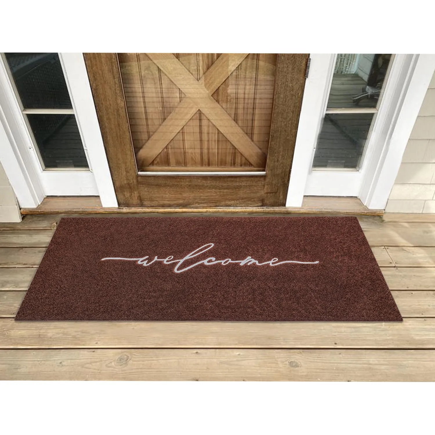 AAZZKANG Door Mat Outdoor Welcome Mat with Non Slip Rubber Backing Quickly Absorb Mud Easy to Clean Entry Doormat for Indoor High Traffic Areas Front Door Large 18"x48"
