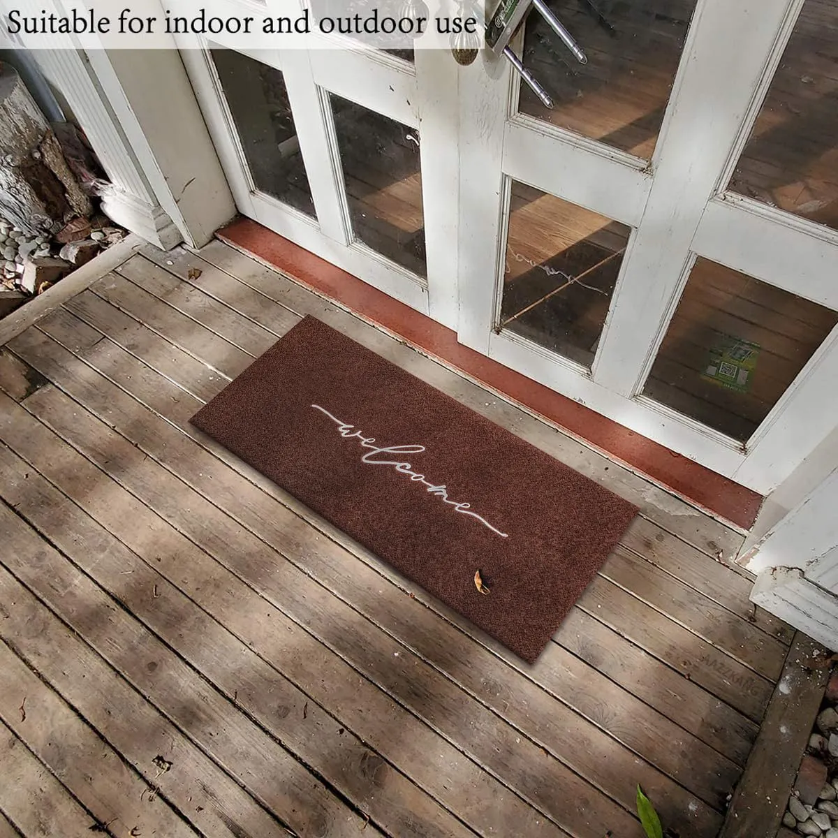 AAZZKANG Door Mat Outdoor Welcome Mat with Non Slip Rubber Backing Quickly Absorb Mud Easy to Clean Entry Doormat for Indoor High Traffic Areas Front Door Large 18"x48"