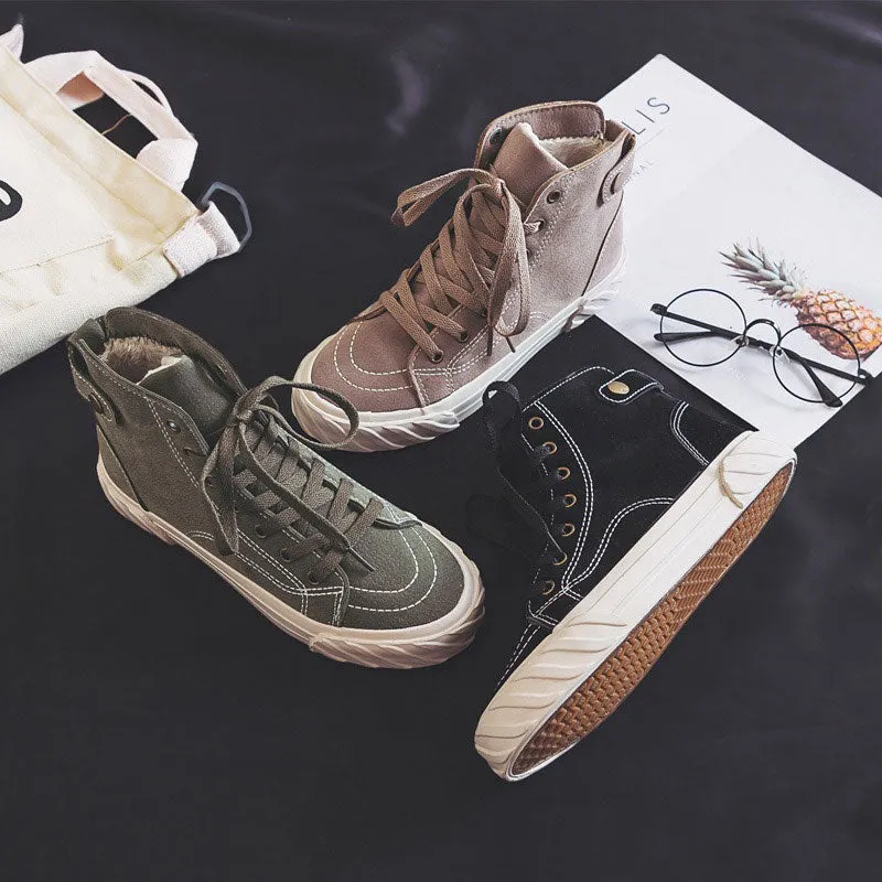 All-Match High-Top Cotton Canvas Winter Women's Boots