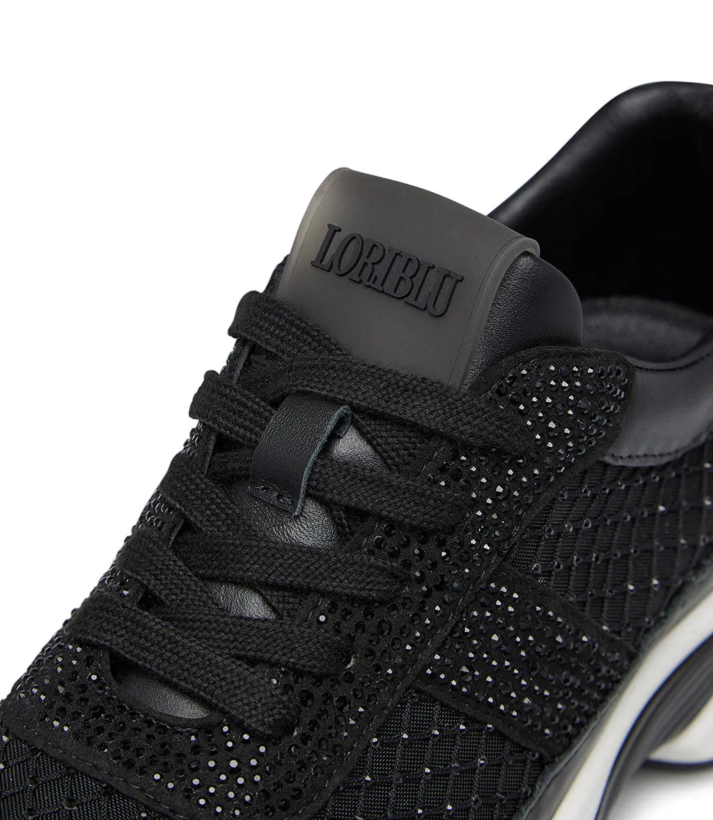 All-over tone on tone crystals nero calfskin sneakers