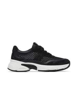 All-over tone on tone crystals nero calfskin sneakers