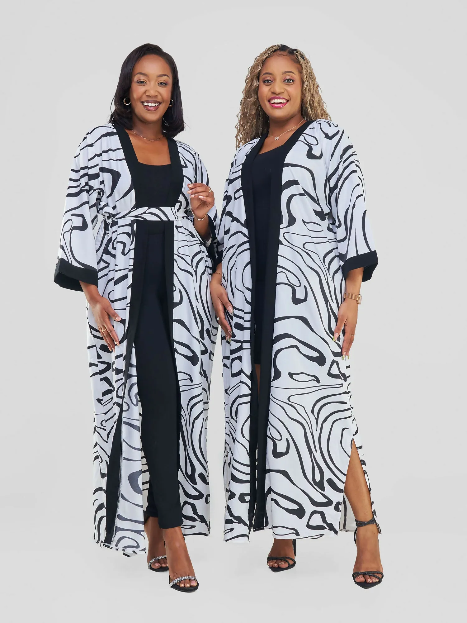 Amana Kimono - White / Black Print