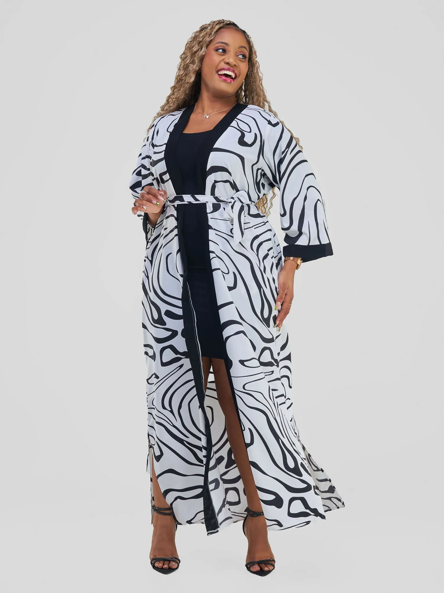 Amana Kimono - White / Black Print