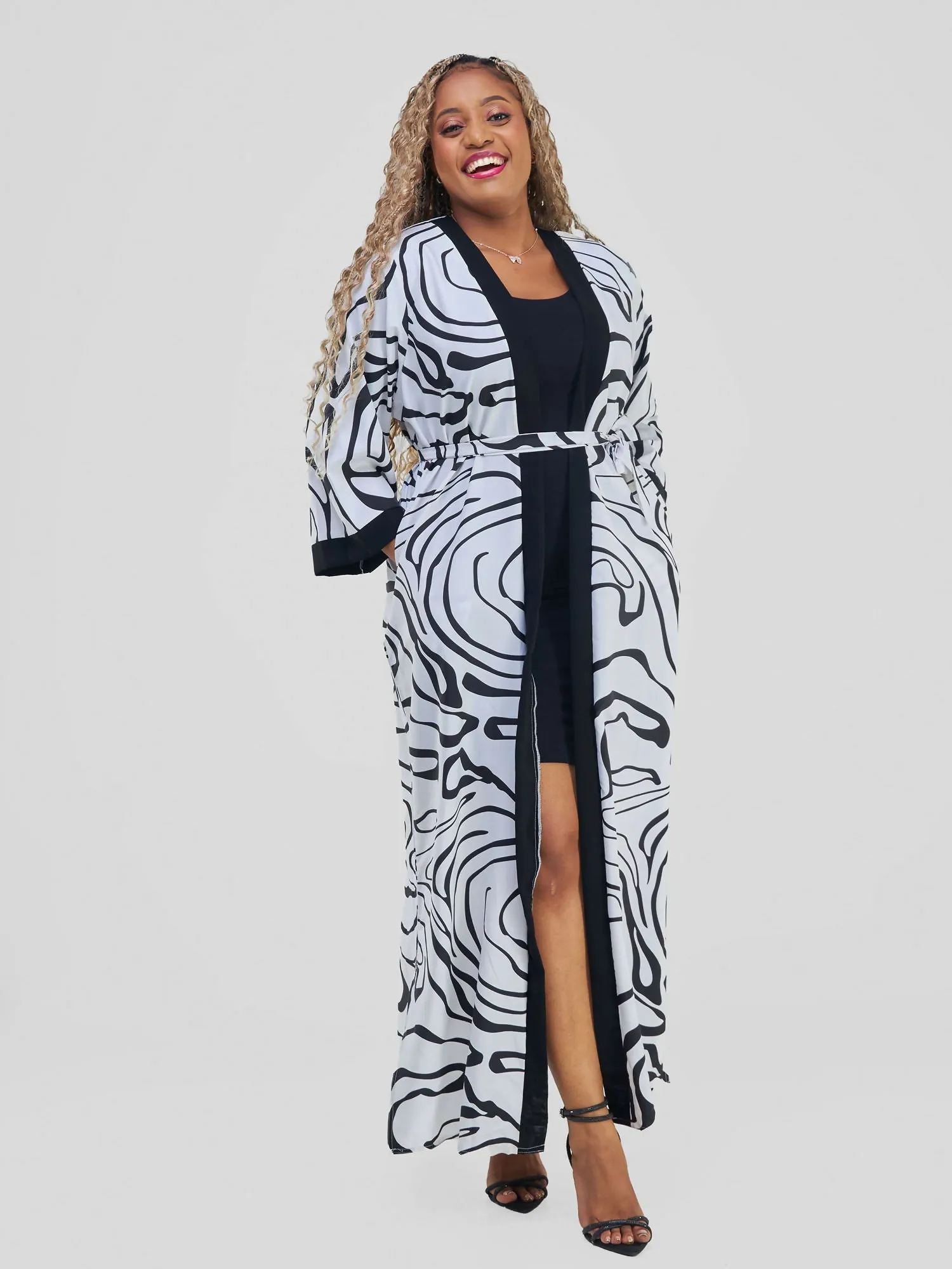 Amana Kimono - White / Black Print