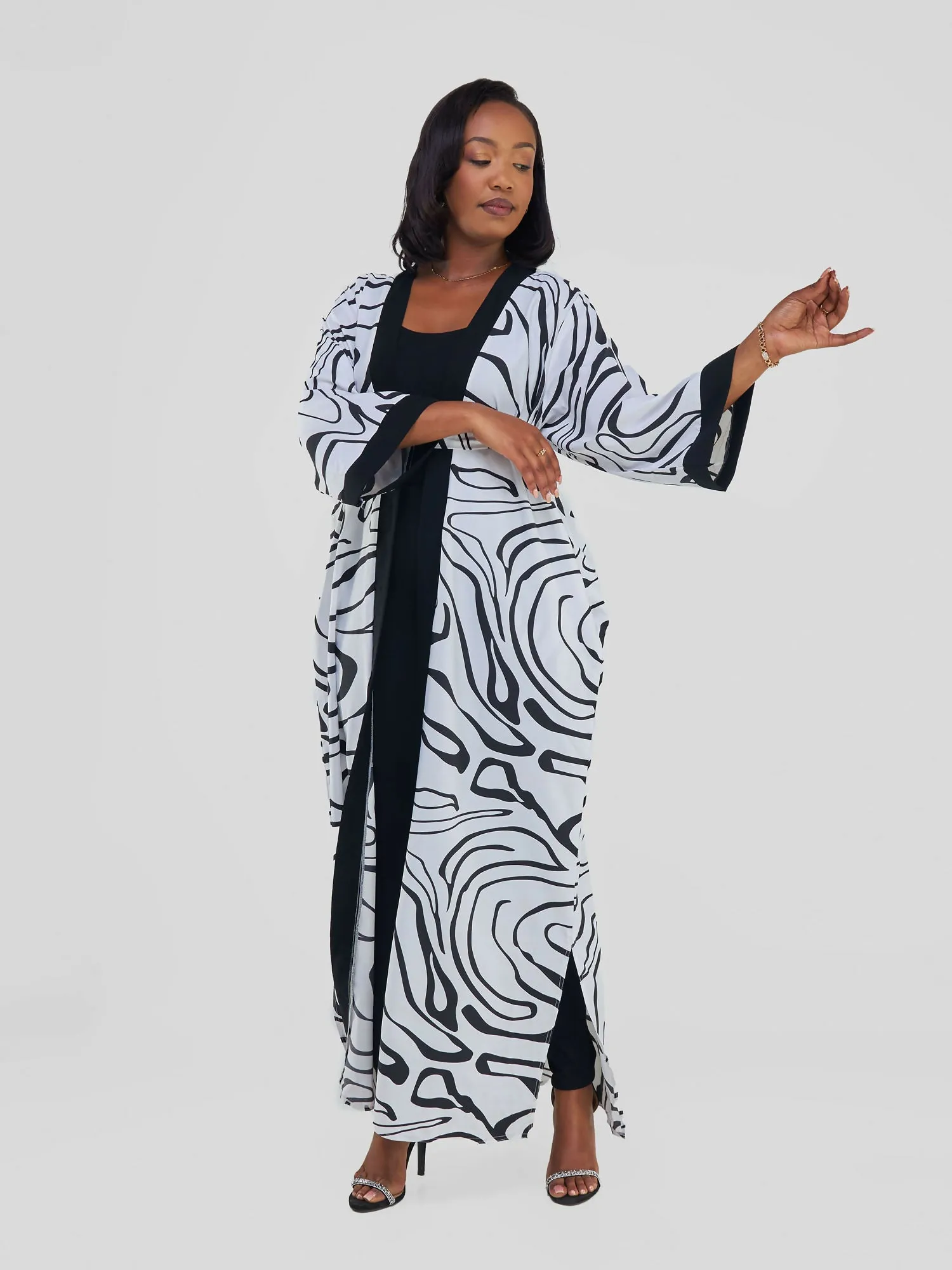 Amana Kimono - White / Black Print