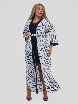 Amana Kimono - White / Black Print