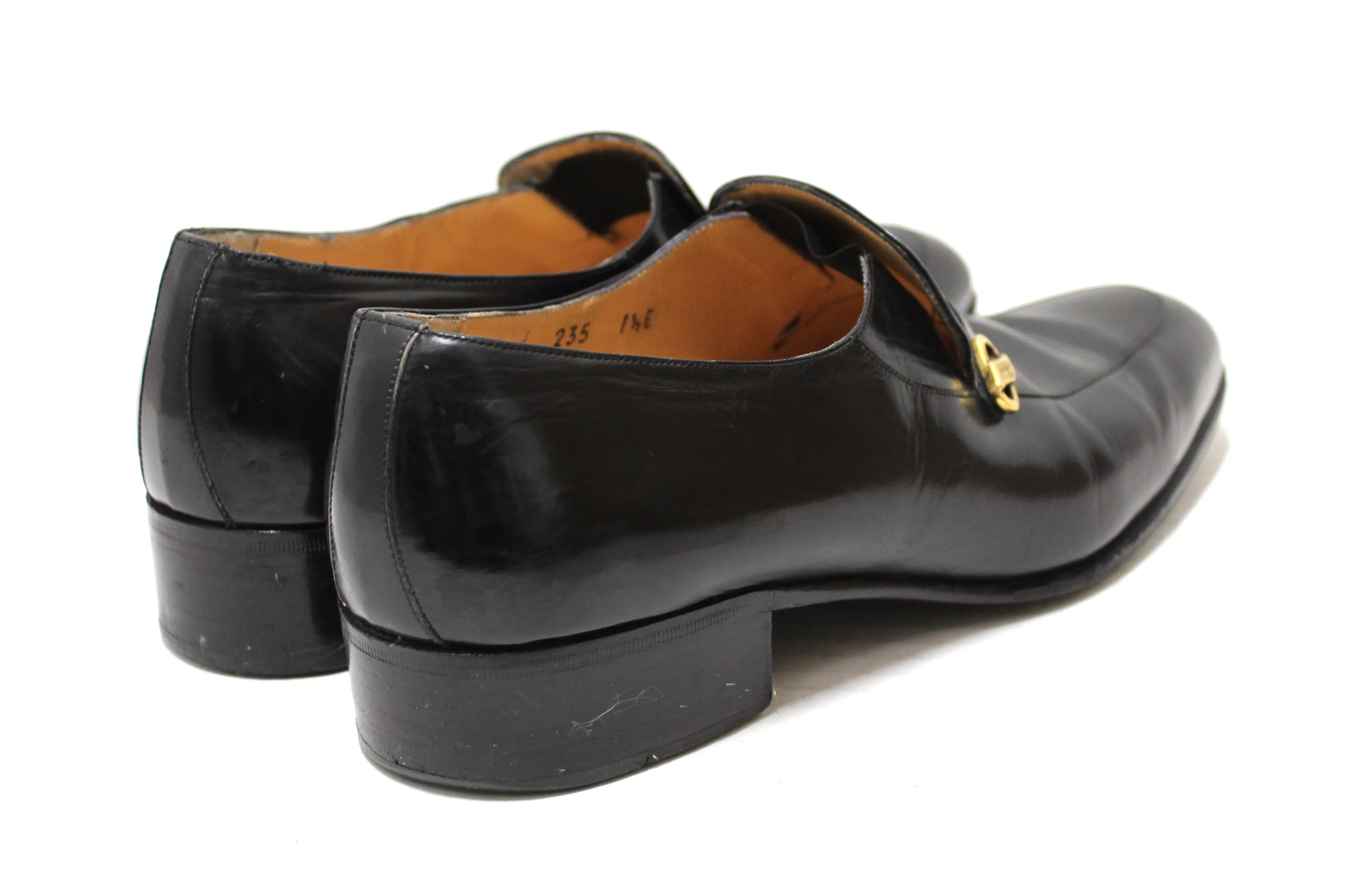 Authentic Salvatore Ferragamo Men's Black Calf Leather Loafer Dress Shoes size 7.5