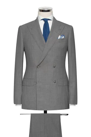 Barberis Canonico Mid Grey S110 Doppio Ritorto Plain Tropical Weave Merino Wool