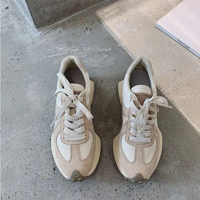 binfenxie  -  2024 New Suede Leather Women Sneakers High Quality Lace Up Platform Casual Shoes Fashion Ladies Chunky Sneakers
