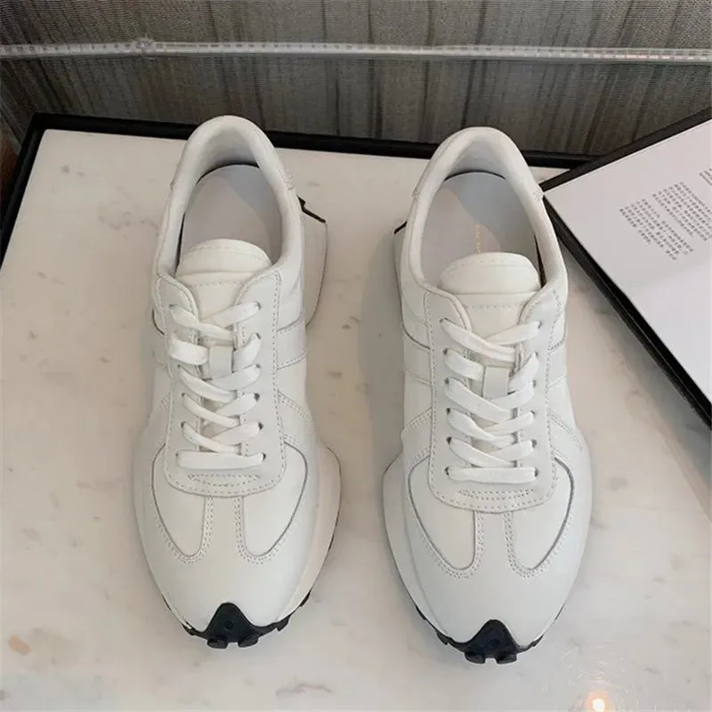 binfenxie  -  2024 New Suede Leather Women Sneakers High Quality Lace Up Platform Casual Shoes Fashion Ladies Chunky Sneakers