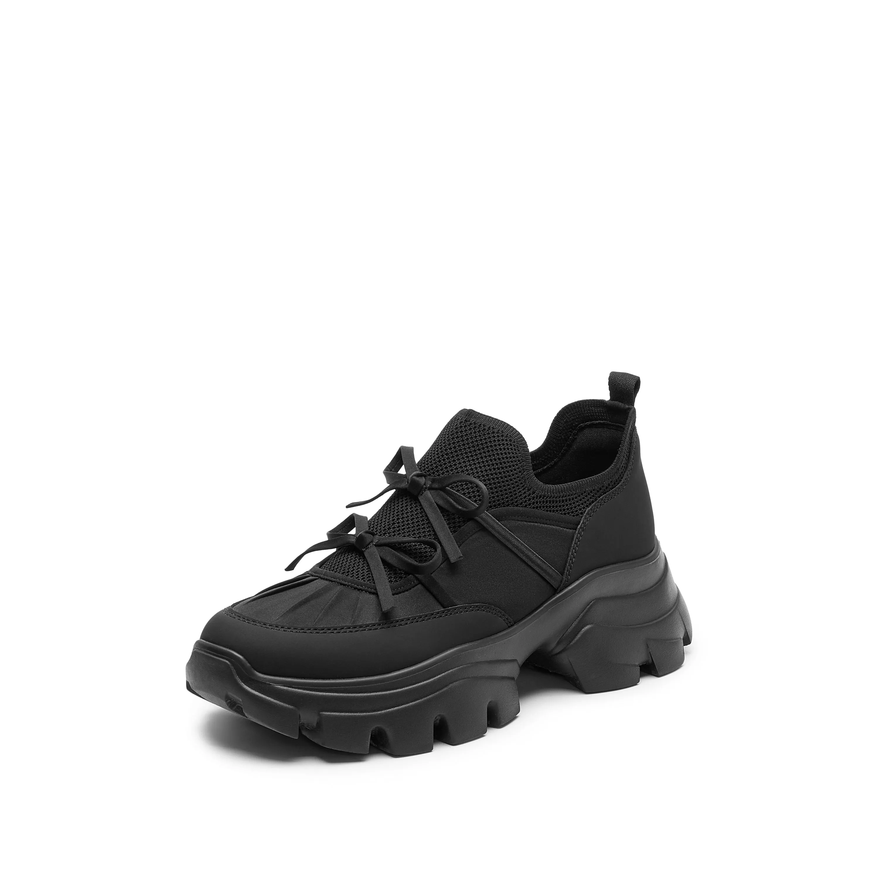Black Bows Satin Chunky Sneakers