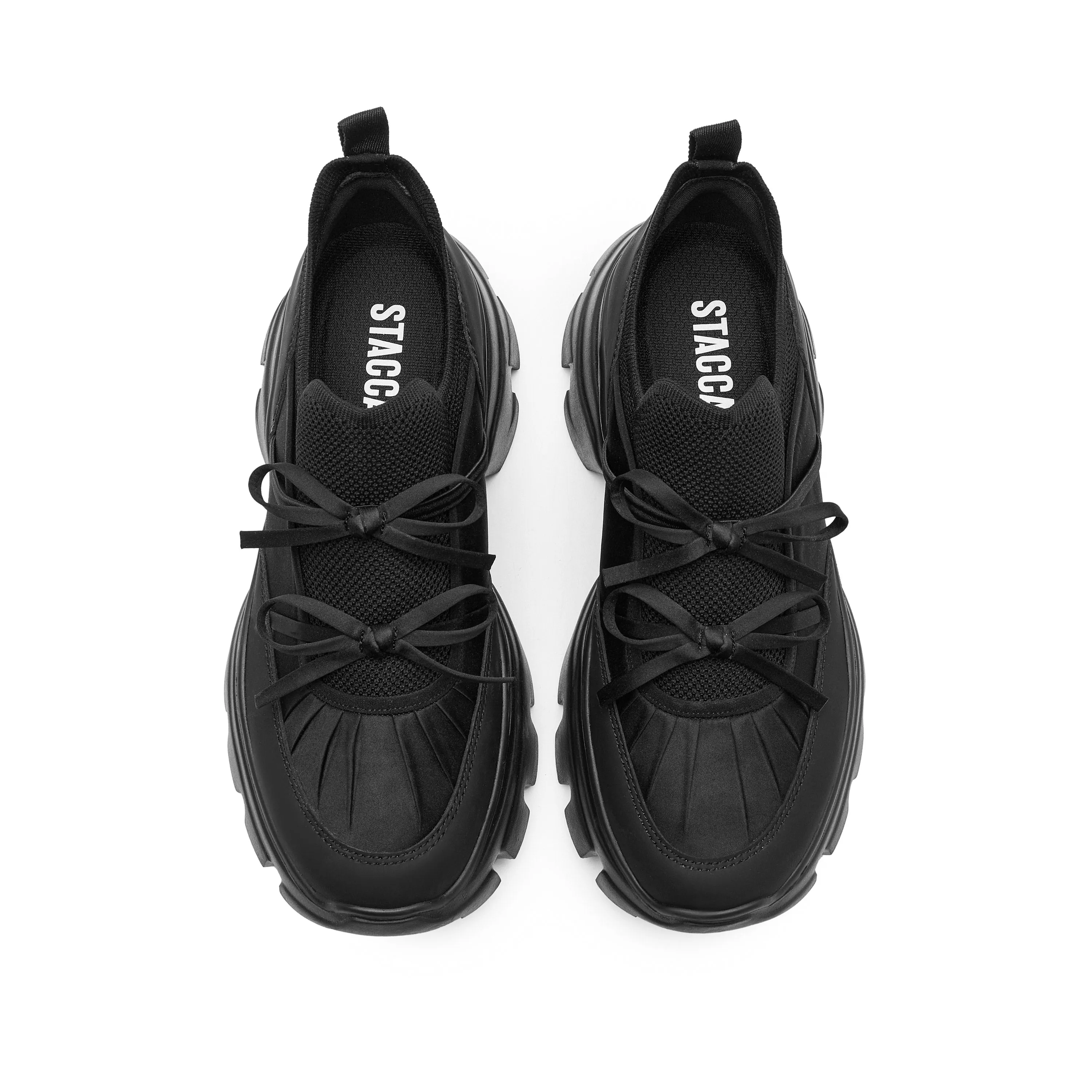 Black Bows Satin Chunky Sneakers