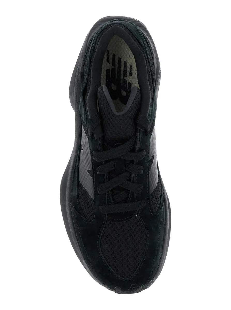 Black Low Top Sneakers With Logo Detail In Suede And Tech Fabric Man