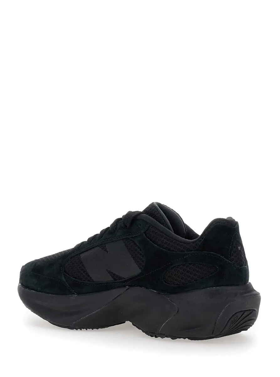 Black Low Top Sneakers With Logo Detail In Suede And Tech Fabric Man