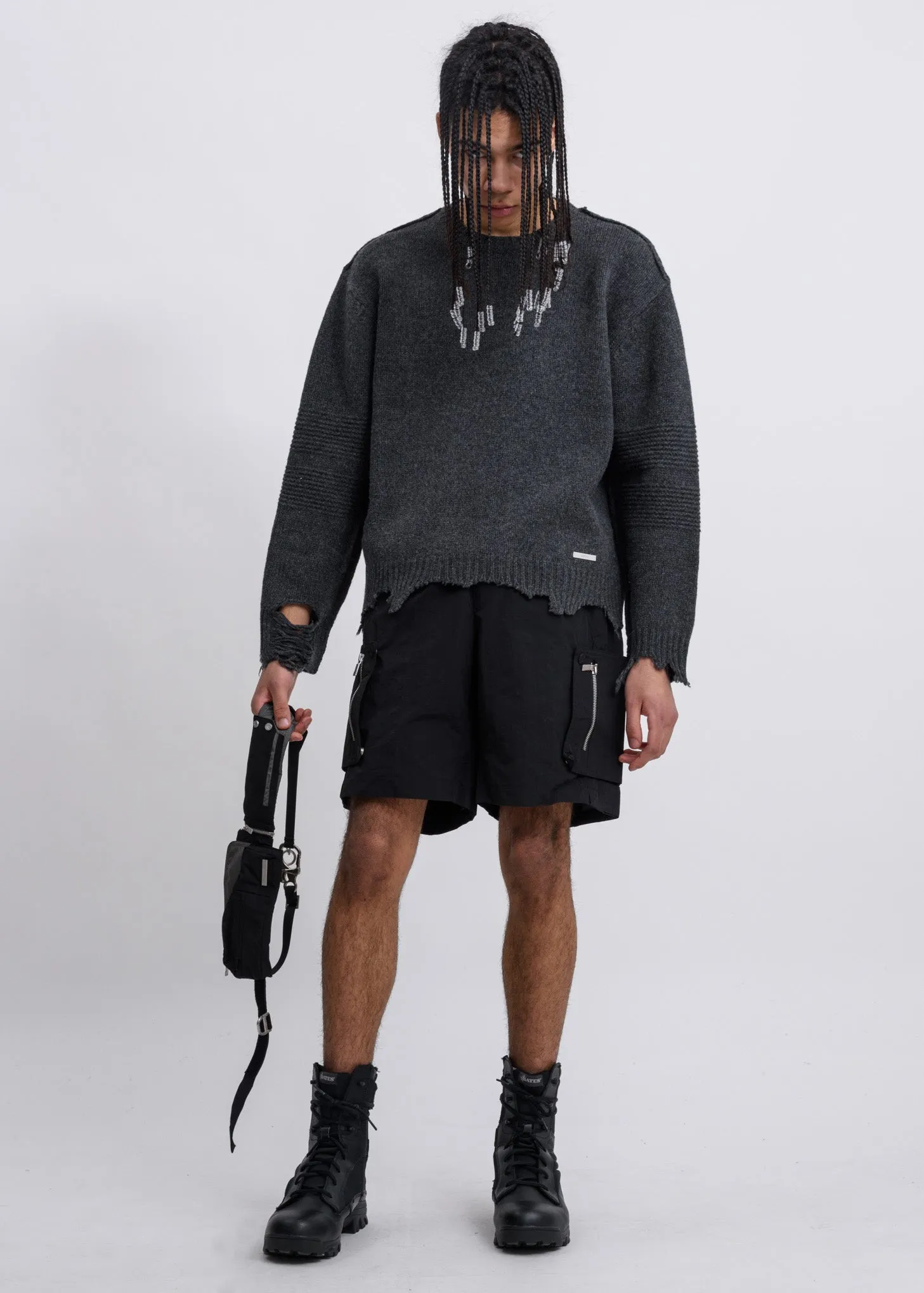 Black Side Pockets Track Shorts