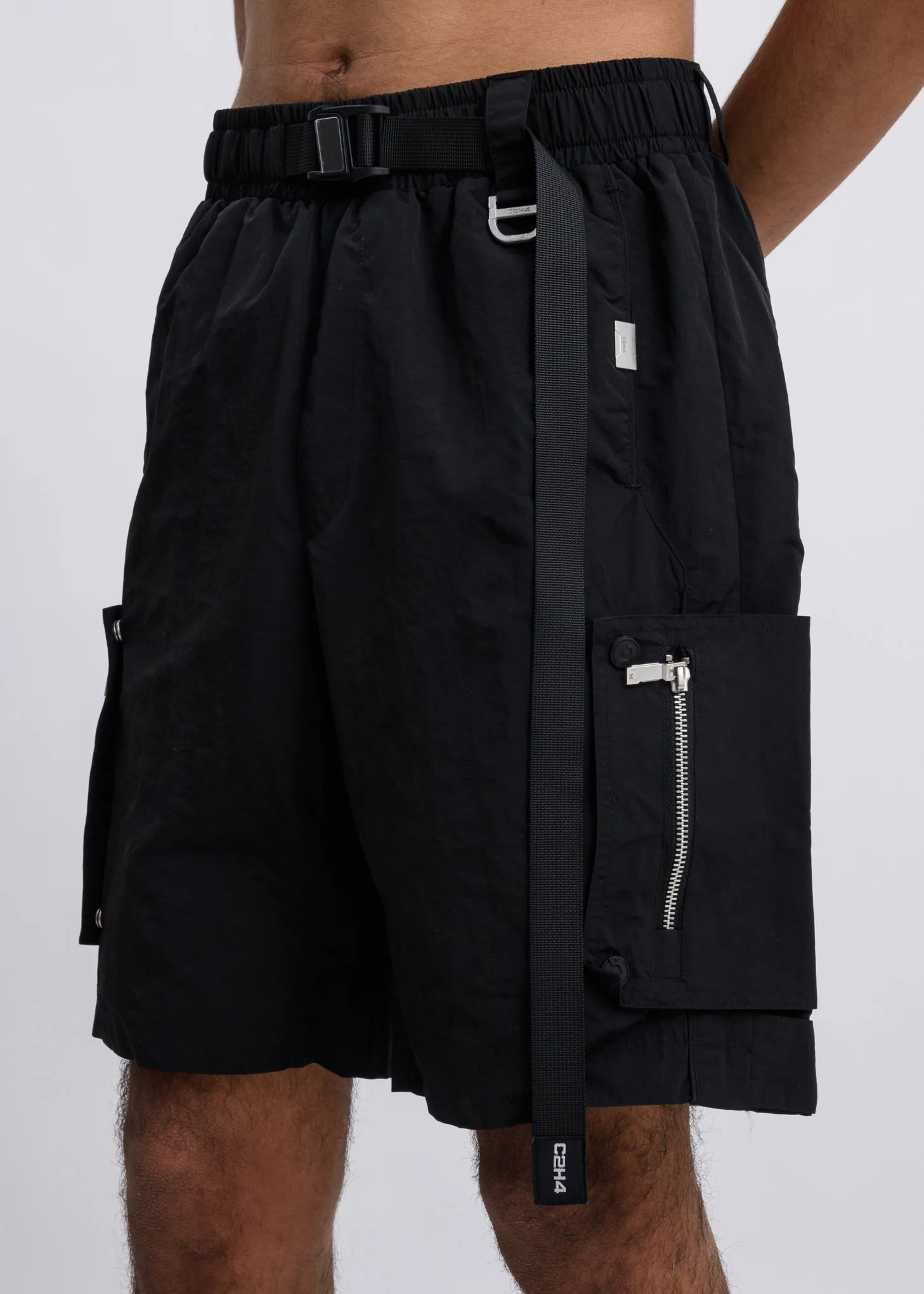 Black Side Pockets Track Shorts