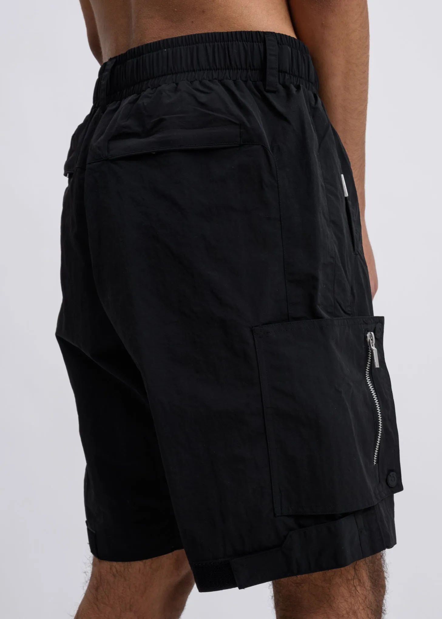 Black Side Pockets Track Shorts