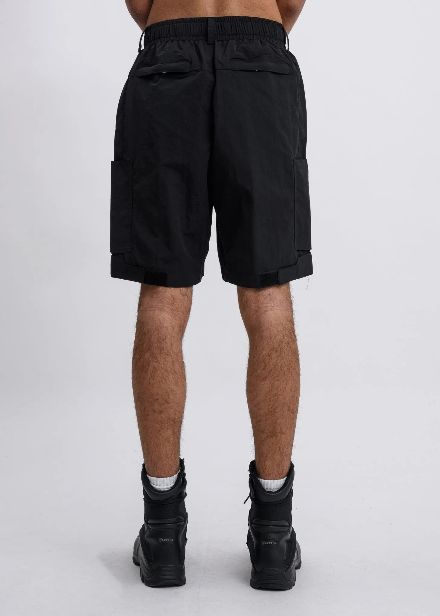 Black Side Pockets Track Shorts