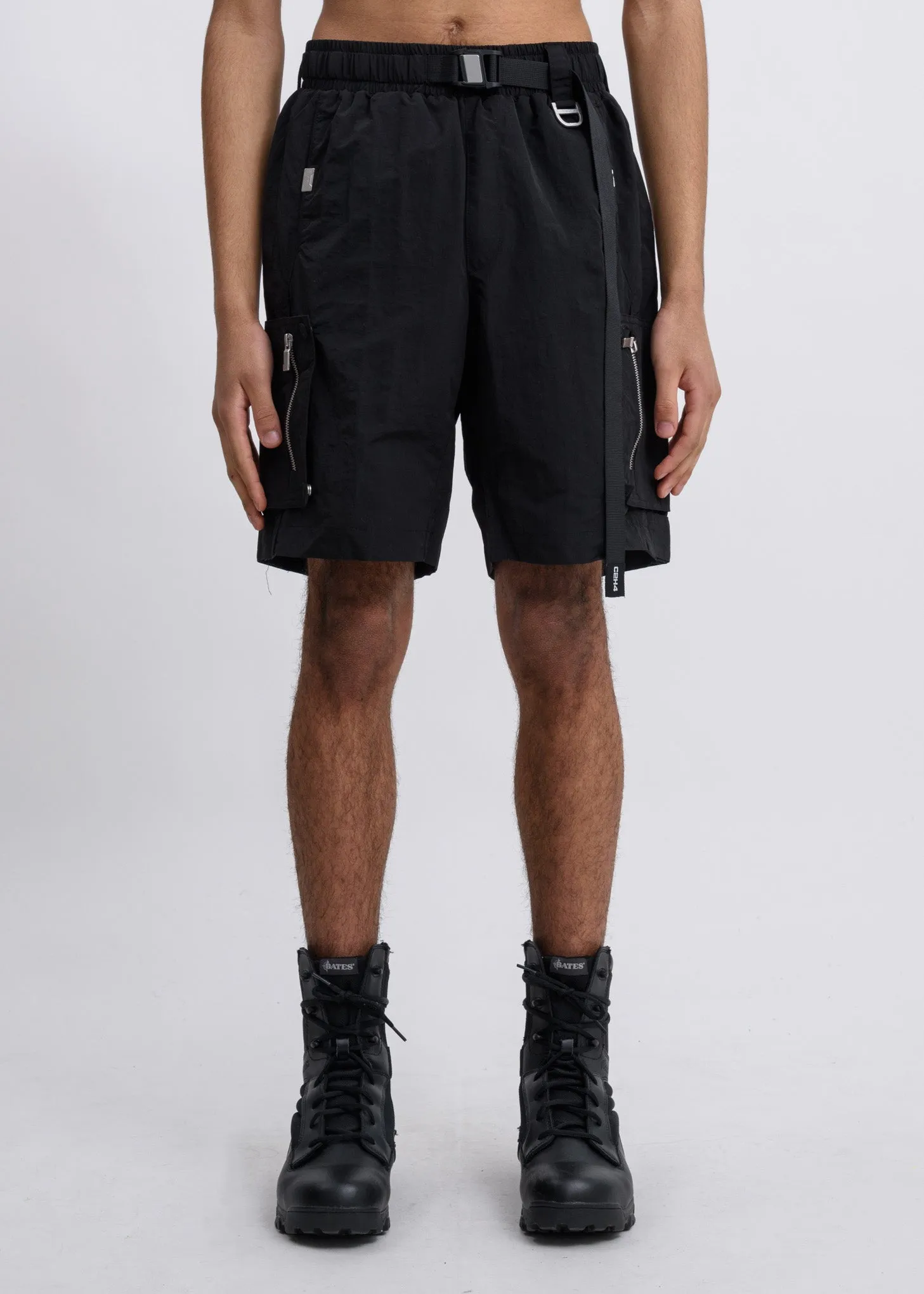 Black Side Pockets Track Shorts