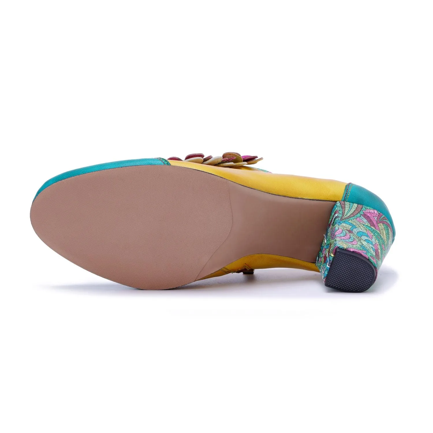 Bohemian Graffiti Colorblock Floral Side Zipper Pump (Ingrid)