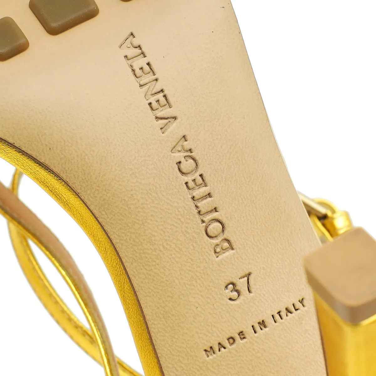 Bottega Veneta Gold Stretch Strap Sandal 37