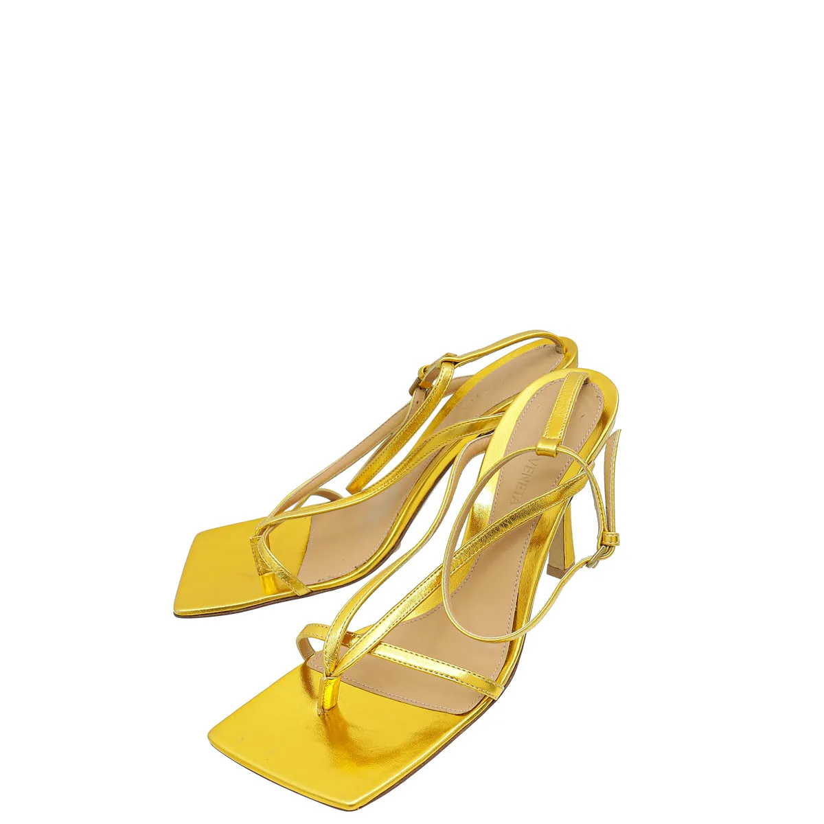Bottega Veneta Gold Stretch Strap Sandal 37