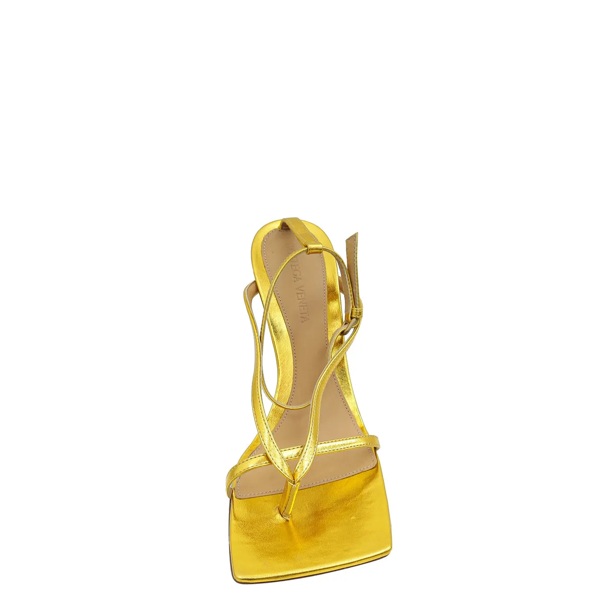 Bottega Veneta Gold Stretch Strap Sandal 37