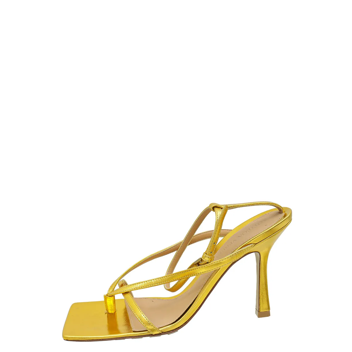 Bottega Veneta Gold Stretch Strap Sandal 37