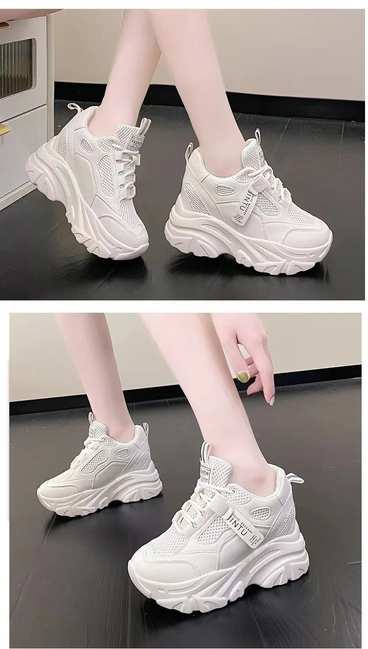 Breathable Mesh Lace-Up Chunky Sneakers