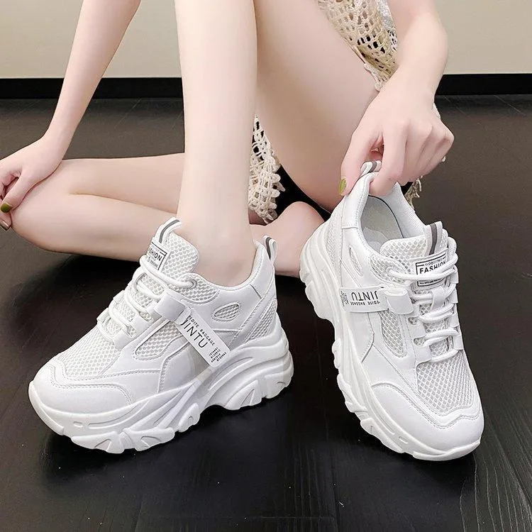 Breathable Mesh Lace-Up Chunky Sneakers