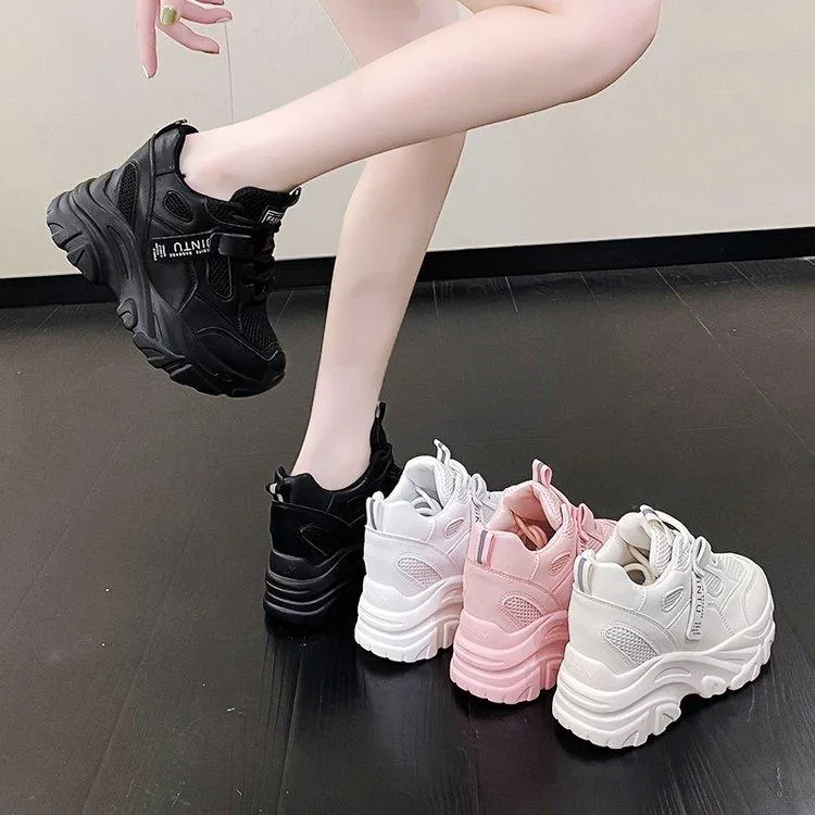 Breathable Mesh Lace-Up Chunky Sneakers