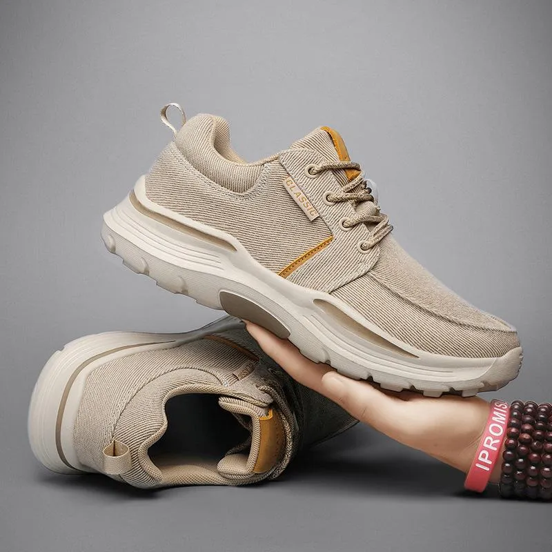 Canvas platform wide feet lace-up casual shoes