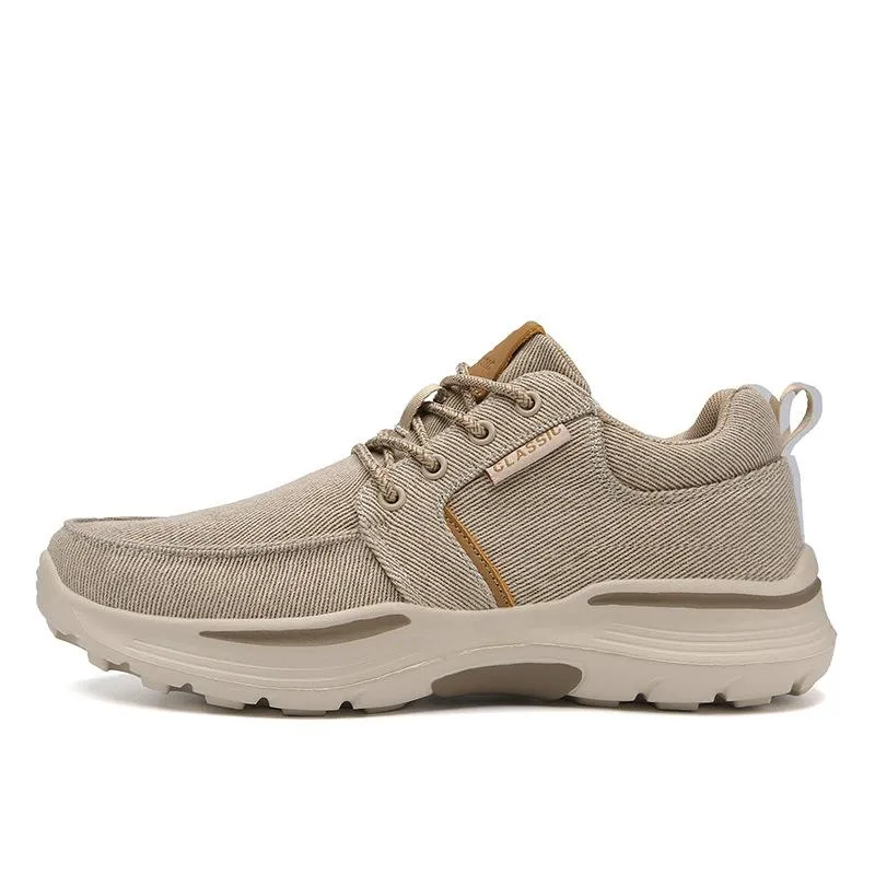 Canvas platform wide feet lace-up casual shoes