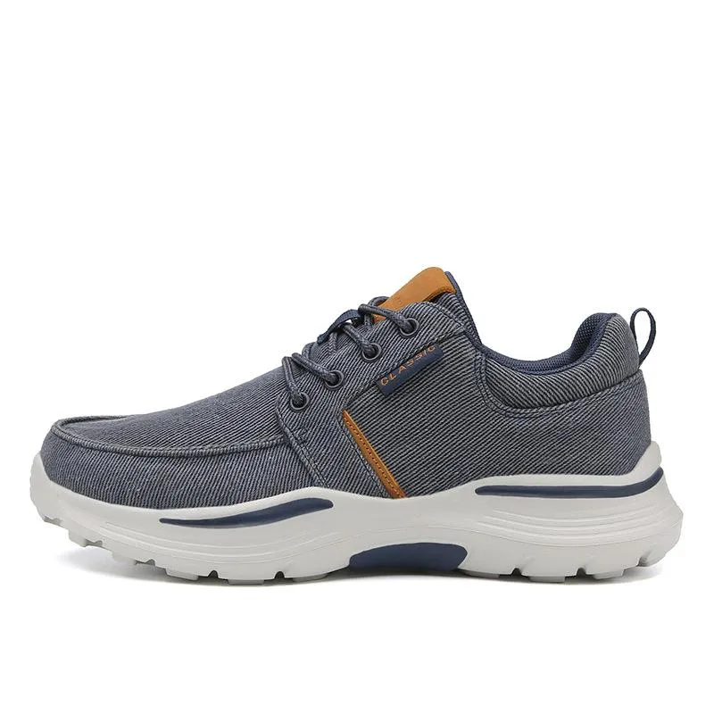 Canvas platform wide feet lace-up casual shoes