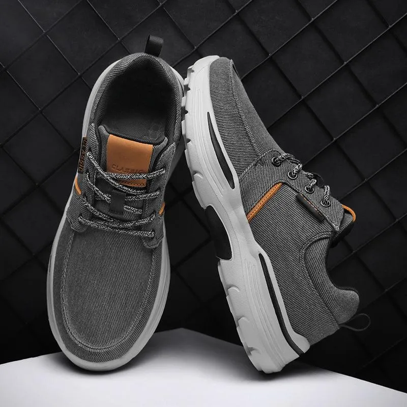 Canvas platform wide feet lace-up casual shoes