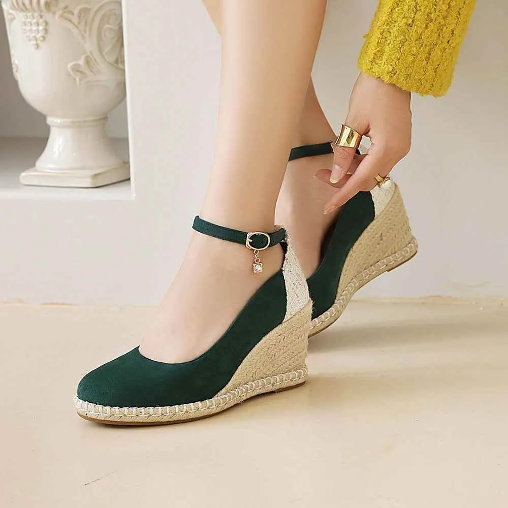 Canvas Women's Casual Shoes DL3S03 Wedges Strap High Heel Pumps