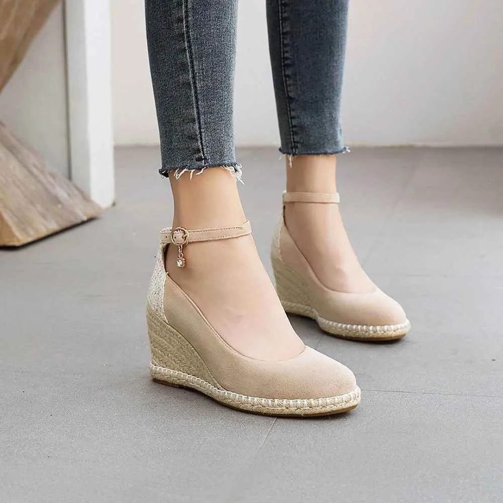 Canvas Women's Casual Shoes DL3S03 Wedges Strap High Heel Pumps