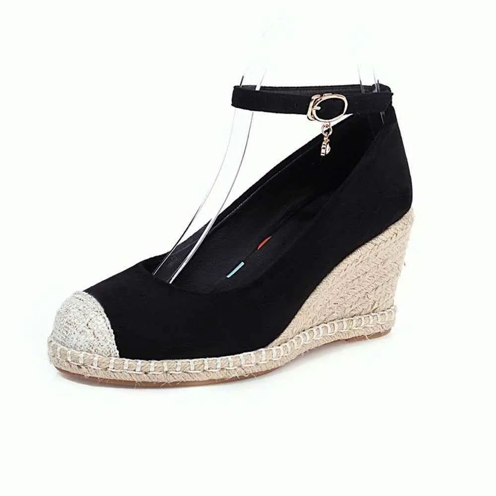 Canvas Women's Casual Shoes DL3S03 Wedges Strap High Heel Pumps