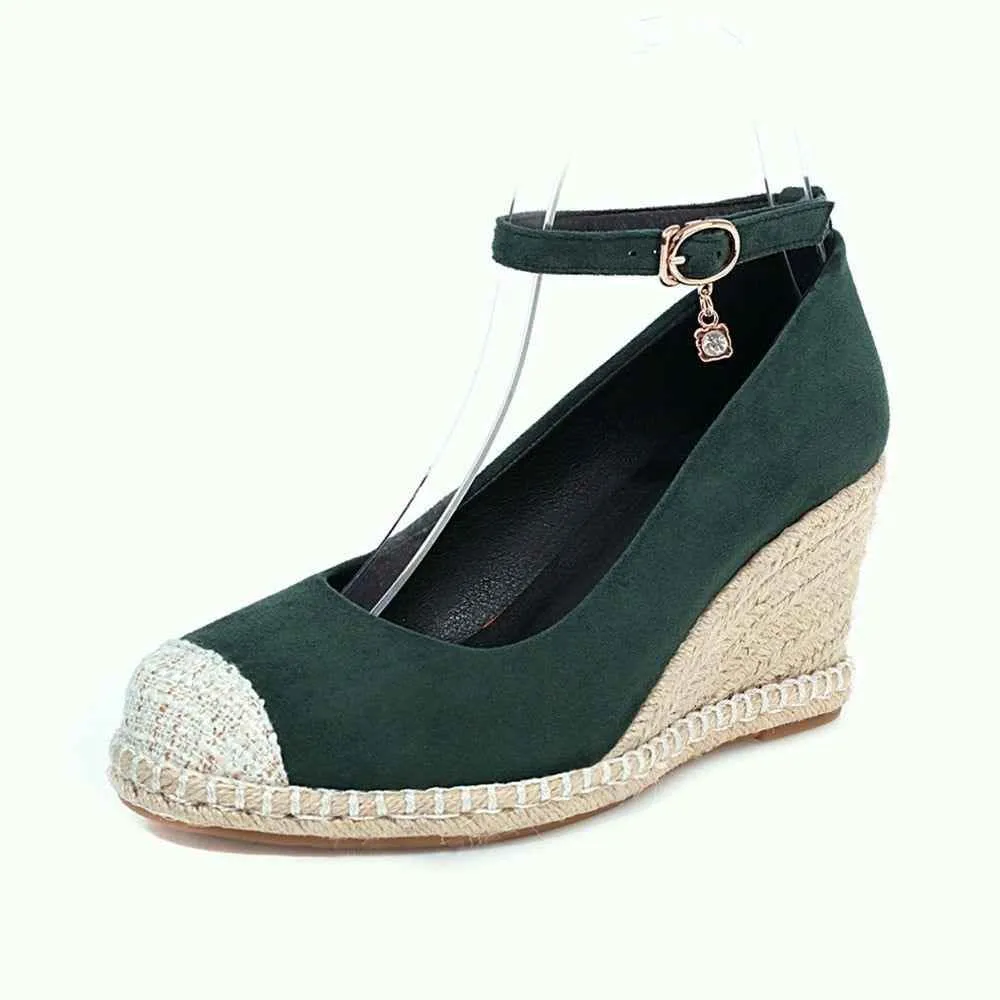 Canvas Women's Casual Shoes DL3S03 Wedges Strap High Heel Pumps