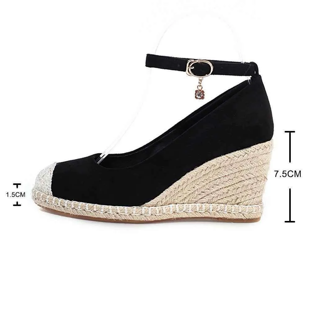 Canvas Women's Casual Shoes DL3S03 Wedges Strap High Heel Pumps