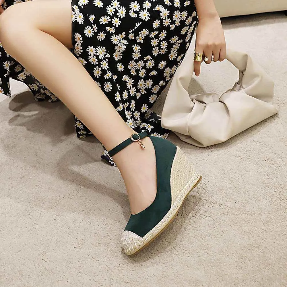 Canvas Women's Casual Shoes DL3S03 Wedges Strap High Heel Pumps