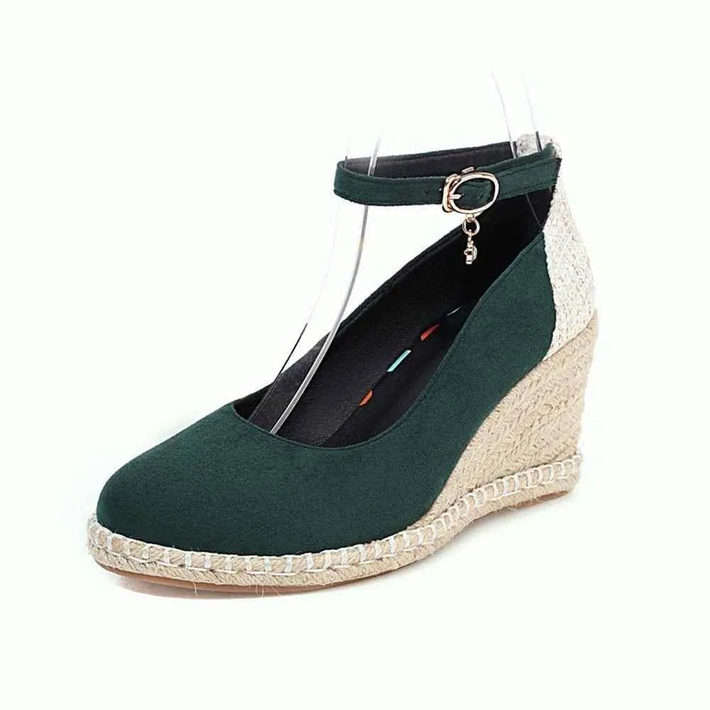 Canvas Women's Casual Shoes DL3S03 Wedges Strap High Heel Pumps