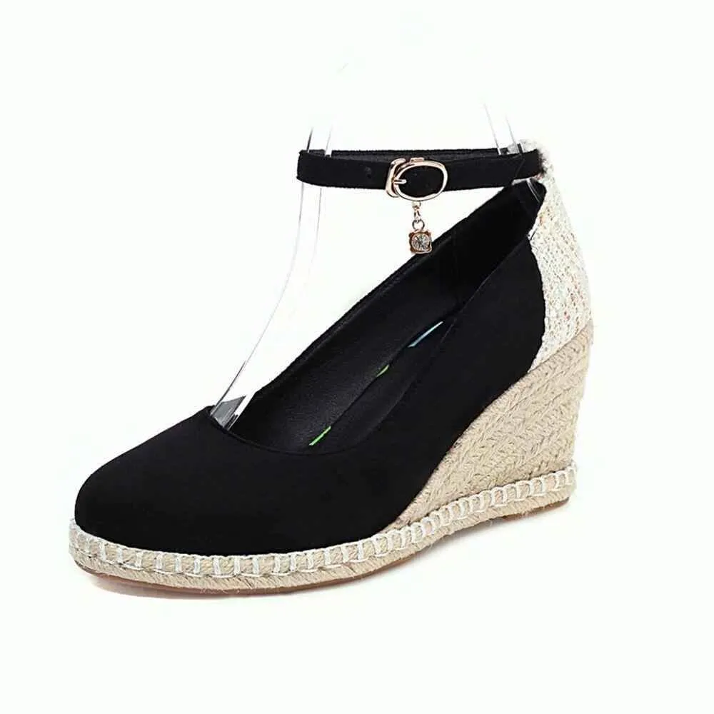 Canvas Women's Casual Shoes DL3S03 Wedges Strap High Heel Pumps