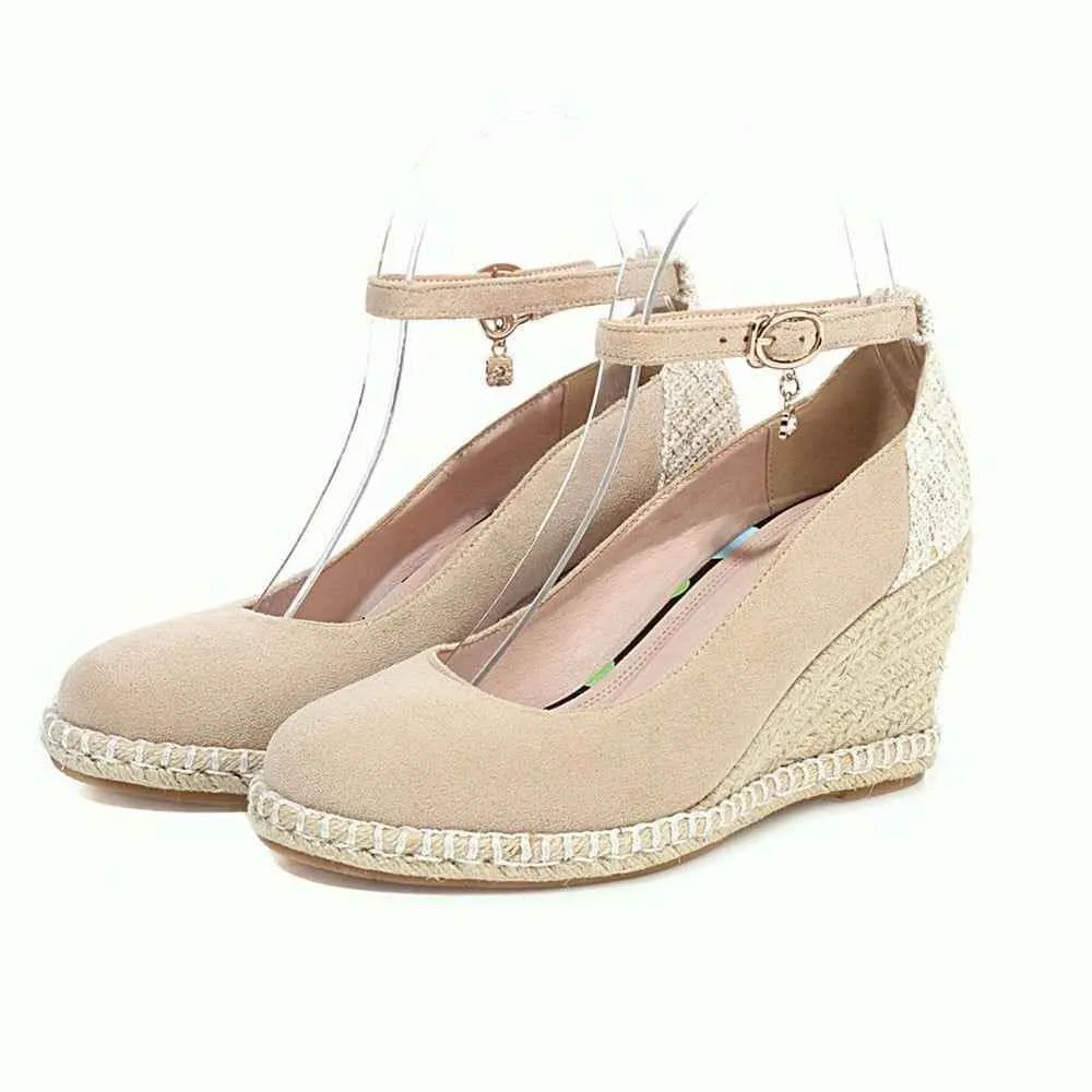 Canvas Women's Casual Shoes DL3S03 Wedges Strap High Heel Pumps