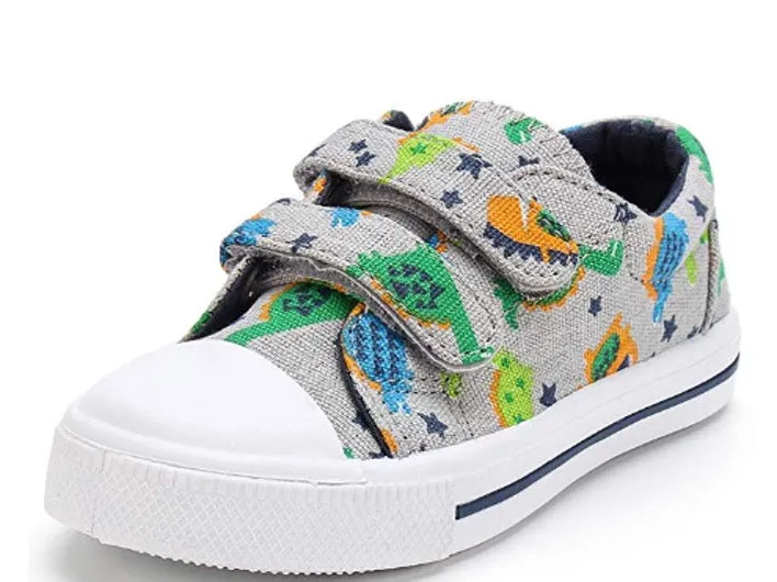 Charlie Canvas Loafer in Light Grey Dinosaur Print