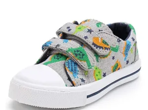 Charlie Canvas Loafer in Light Grey Dinosaur Print
