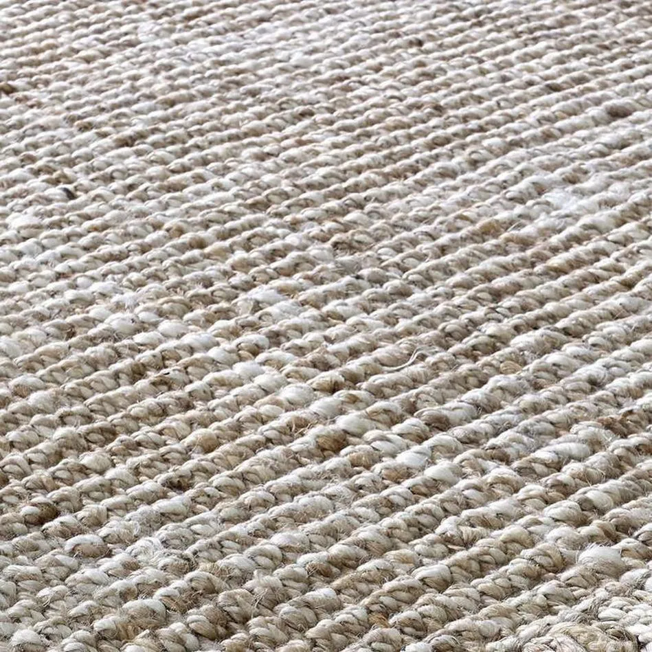 Chunky Jute Tassel Loose Open Weave Hand-Woven Natural Fibre Flatweave Gold/Cream Rug